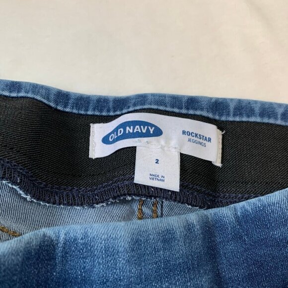 Old Navy‎ rockstar distressed elastic waist pull on skinny stretch denim jeans - Picture 6 of 10